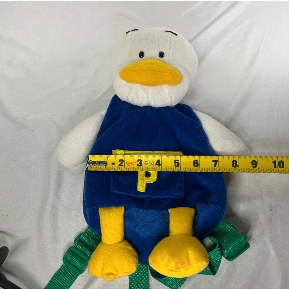 Vintage 1997 Sanrio Pekkle Duck Plush Backpack Blue White Green 90s Collectible